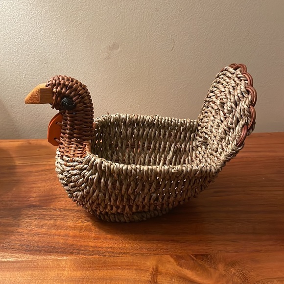 Wicker turkey basket thanksgiving table setting autumn decor vintage - Picture 2 of 9